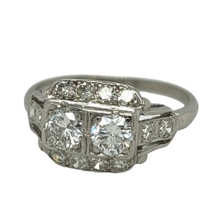 Estate Mid-Century Platinum "toi Et Moi" Diamond Ring. 