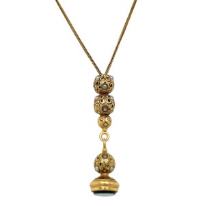 Estate Necklace Fabricated From Victorian 18kt Yellow Gold French Chantaline Fob
