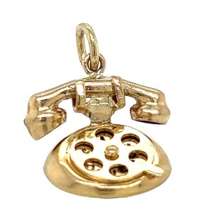 Estate 14kt Yellow Gold Rotary Phone Charm