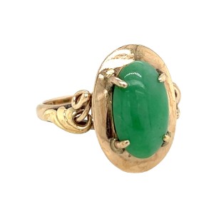 Estate 14kt Yellow Gold Jade Ring