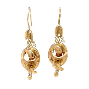 Estate Victorian 14kt Yellow Gold Dutch Dangle Drop Earrings