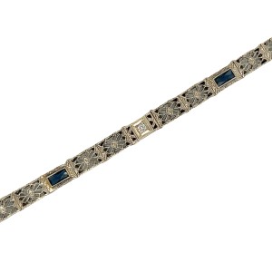 Estate Art Deco 14kt White Gold Filigree Bracelet