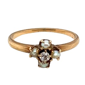 Estate Victorian 14kt Yellow Gold Pearl And Seed Pearl Ring