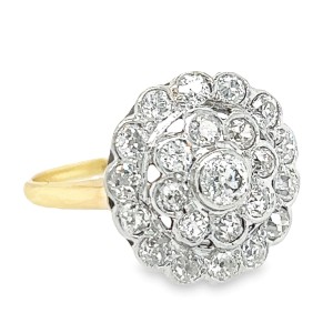 Estate Mid-Century 14kt Yellow Gold Diamond Cluster Flower Ring