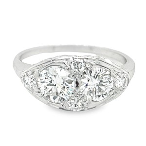 Estate Art Deco 14kt White Gold Two Diamond Ring