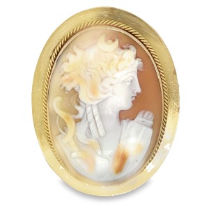 Estate 14kt Yellow Gold Athena Cameo Brooch