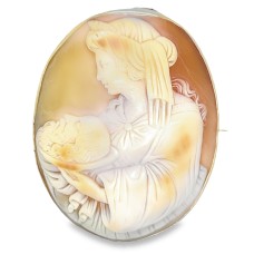 Estate 10kt Yellow Gold John The Baptist And Herodias Cameo Brooch