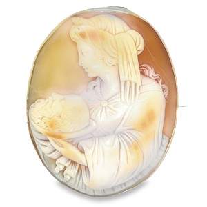 Estate 10kt Yellow Gold John The Baptist And Herodias Cameo Brooch