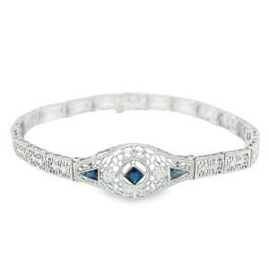 Estate Art Deco 14kt White Gold Filigree Bracelet