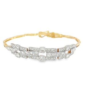 Estate Platinum Topped 14kt Yellow Gold Diamond Bracelet. 