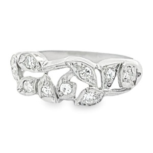 Estate Art Deco Platinum Diamond Leaf Band