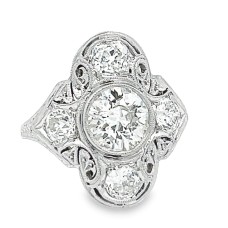 Estate Art Deco Style Platinum And Diamond Ring By Byard F. Brogan