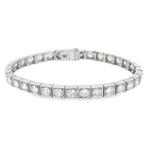 Estate Art Deco Platinum Diamond Line Bracelet