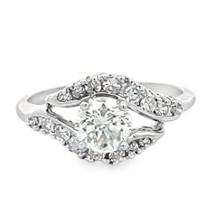Estate Mid-Century 14kt White Gold Diamond Ring