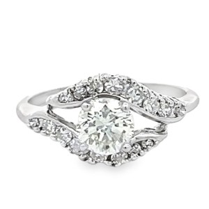 Estate Mid-Century 14kt White Gold Diamond Ring