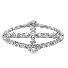 Estate Art Deco Platinum And Diamond Open Work Brooch/ Pendant