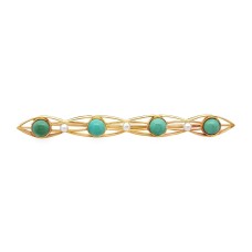 Estate 14kt Yellow Gold Turquoise And Seed Pearl Bar Pin