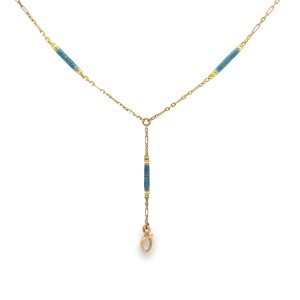 Estate Victorian 14kt Yellow Gold Enamel Y-necklace Chain