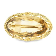 Estate Arts & Crafts 14kt Yellow Gold Citrine Brooch