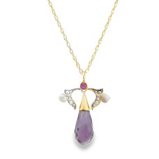 Estate Victorian 10kt Yellow Gold Amethyst Briolette Pendant