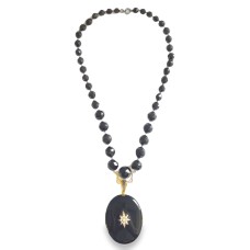 Estate Victorian Onyx Mourning Necklace