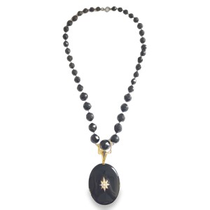 Estate Victorian Onyx Mourning Necklace