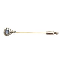 Estate Victorian 14kt Yellow Gold Sapphire And Diamond Stick Pin