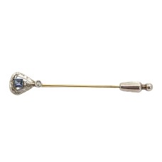 Estate Victorian 14kt Yellow Gold Sapphire And Diamond Stick Pin