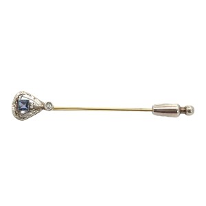 Estate Victorian 14kt Yellow Gold Sapphire And Diamond Stick Pin