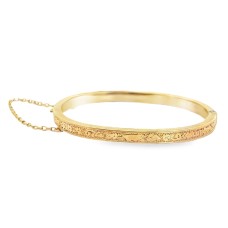 Estate Victorian 10kt Yellow Gold Engraved Bangle Bracelet