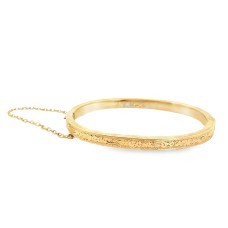 Estate Victorian 10kt Yellow Gold Engraved Bangle Bracelet