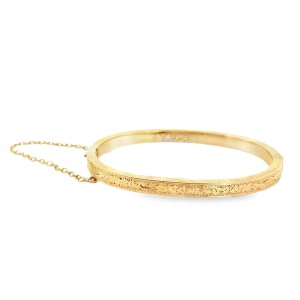 Estate Victorian 10kt Yellow Gold Engraved Bangle Bracelet