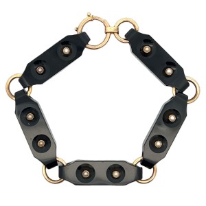 Estate Victorian 14kt Yellow Gold Onyx And Seed Pearl Mourning Bracelet