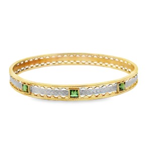 Estate Edwardian 14kt Two-tone Gold Toumaline Bangle Bracelet By Sloan & Co