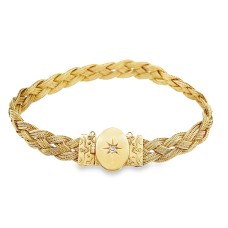 Estate Victorian Etruscan Revival 14kt Yellow Gold Woven Bracelet