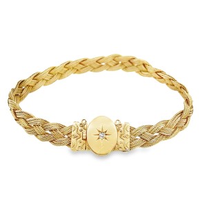 Estate Victorian Etruscan Revival 14kt Yellow Gold Woven Bracelet