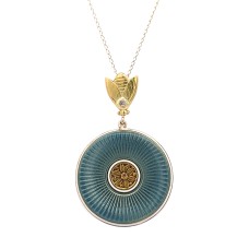 Estate Victorian 14kt Yellow Gold Enamel And Diamond Pendant