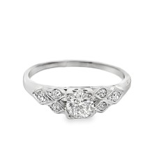 Estate Art Deco 18kt White Gold Diamond Engagement Ring
