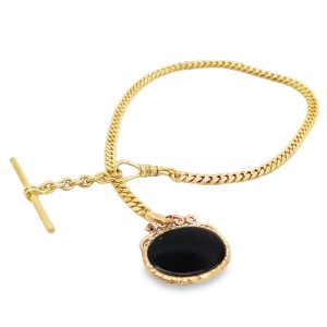 Estate 14kt Yellow Gold Watch Chain And Fob
