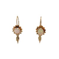 Estate Victorian 14kt Yellow Gold Opal Earrings