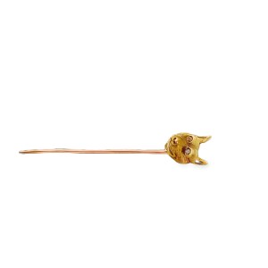 Estate Victorian 14kt Yellow Gold Fox Head Stick Pin