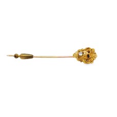 Estate Victorian 14kt Yellow Gold Lion Head Stick Pin
