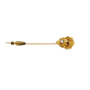 Estate Victorian 14kt Yellow Gold Lion Head Stick Pin