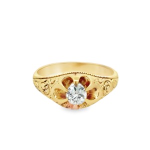 Estate Victorian 14kt Yellow Gold Diamond Engagement Ring