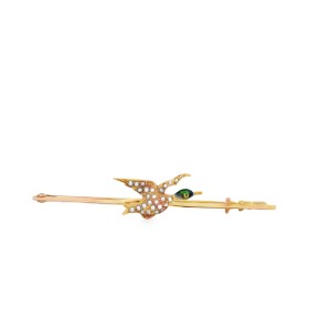 Estate Victorian 14kt Yellow Gold Flying Duck Bar Pin