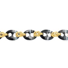 Estate 14kt Yellow Gold Banded Agate Bracelet