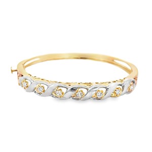Estate Mid-Century 14kt Two-tone Gold Diamond Bracelet