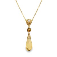 Estate Victorian 14kt Yellow Gold Citrine Briolette Necklace