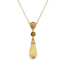 Estate Victorian 14kt Yellow Gold Citrine Briolette Necklace