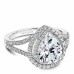 Noam Carver 14kt White Gold Pear-shaped Diamond Double Halo Engagement Ring Mounting